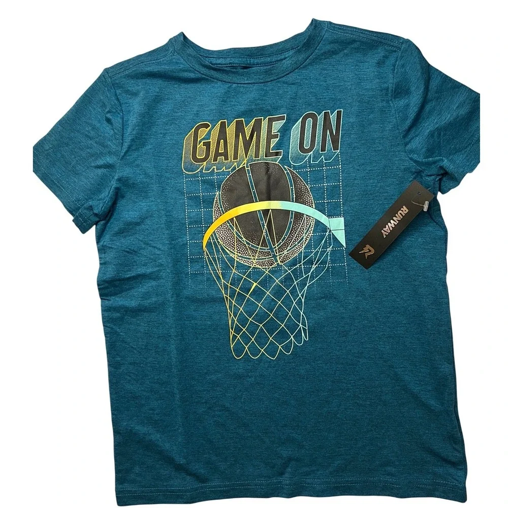 Runway Game On Basketball Graphic Quick Dry Moisture Wicking T-Shirt Sz 3 15/5-6